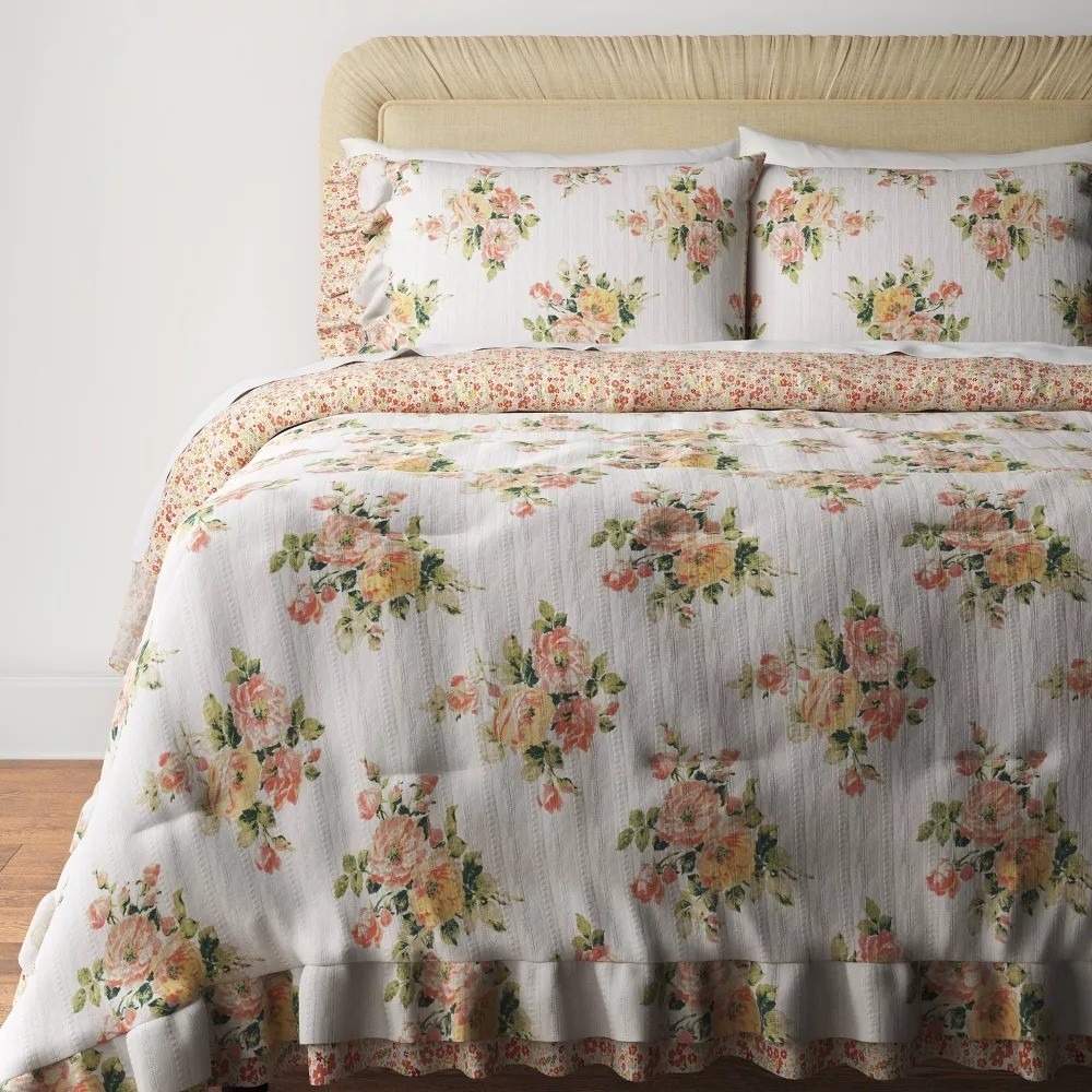3pc Teen Printed Floral Double Ruffle Comforter Set - Threshold‎ Studio McGee